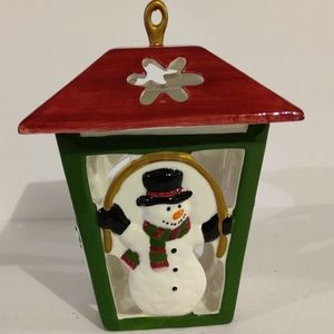 Snowman 8", Christmas die cut Lantern, ceramic.Pre Ownedcandle not inclu…